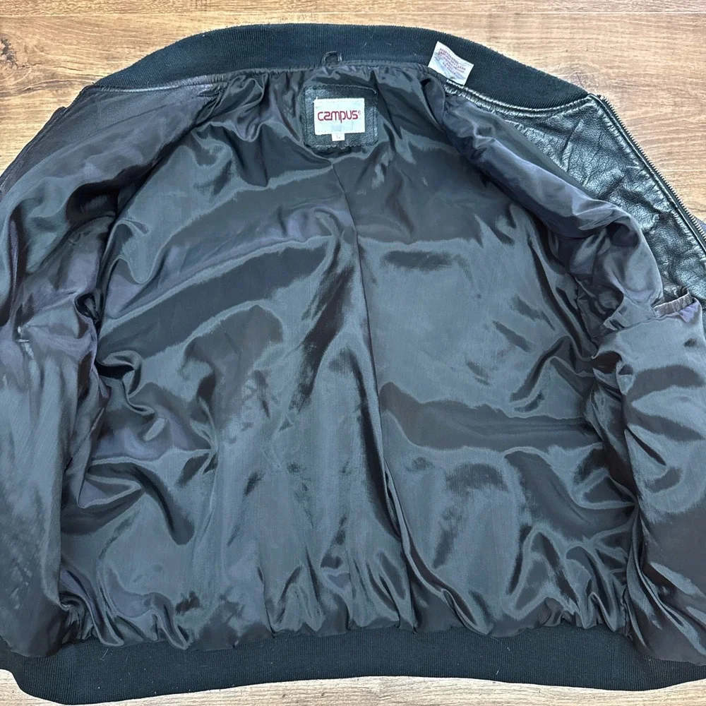 Vintage 80s Campus Leather Bomber Jacket Mens Large Southwest Aztec Native Retro